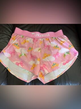 CHICKNLEGS Pink Princess Crown & Bow Athletic Shorts